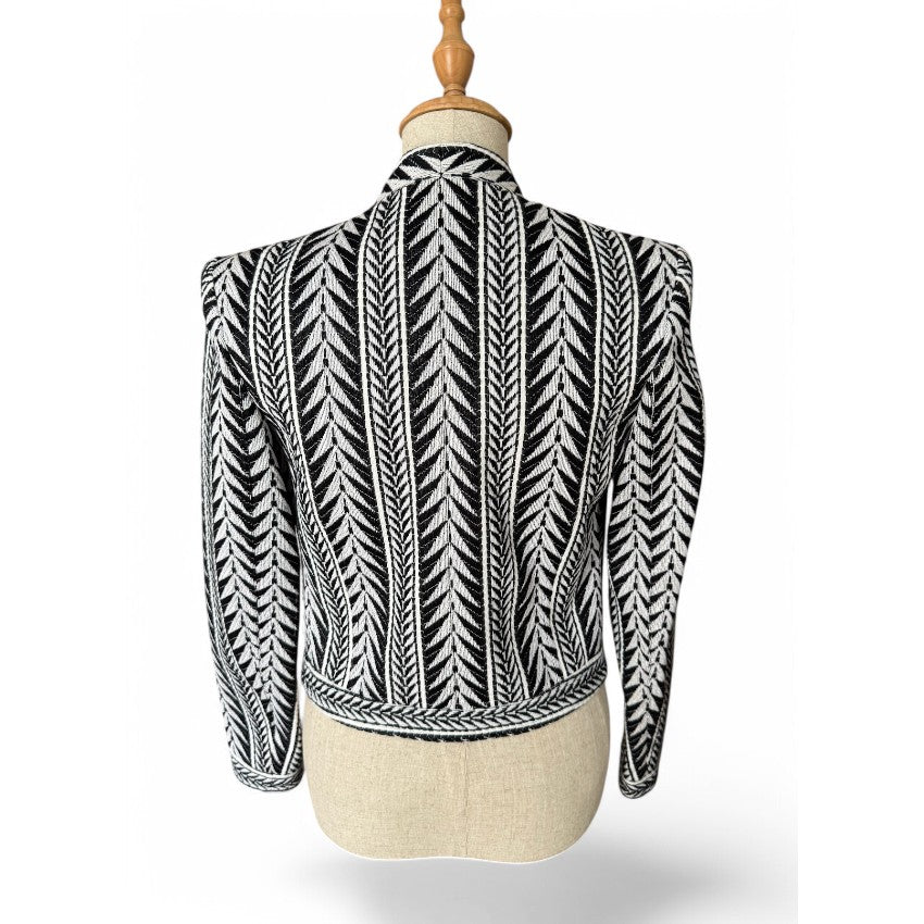 Balmain Black & White Crop Jacket