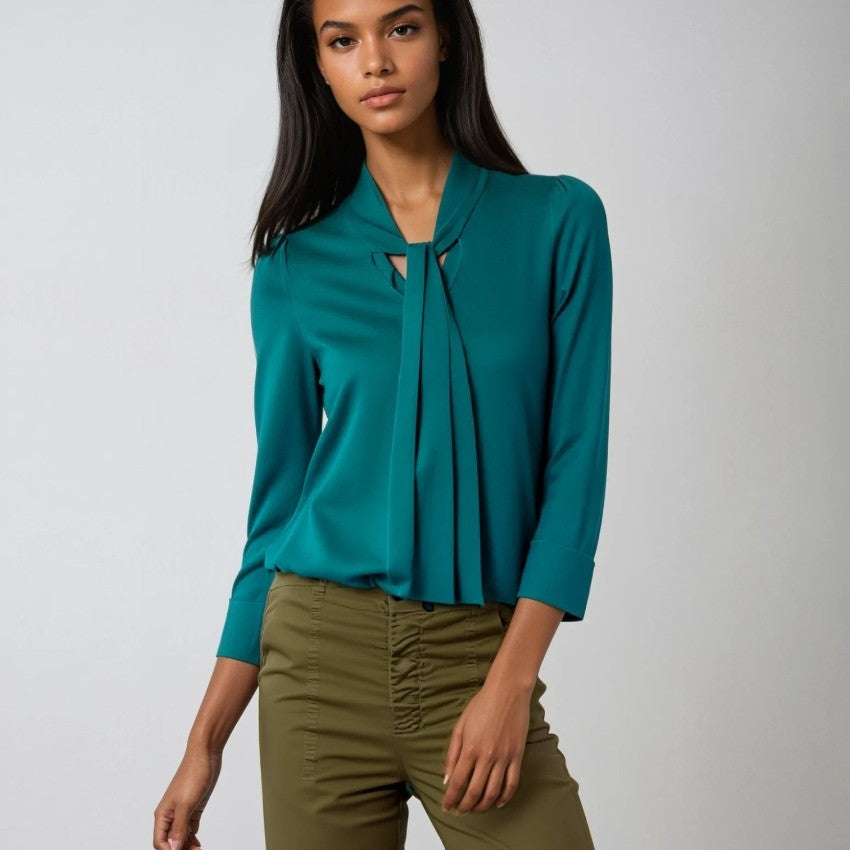 DKNY Green Silk-Cashmere Sweater