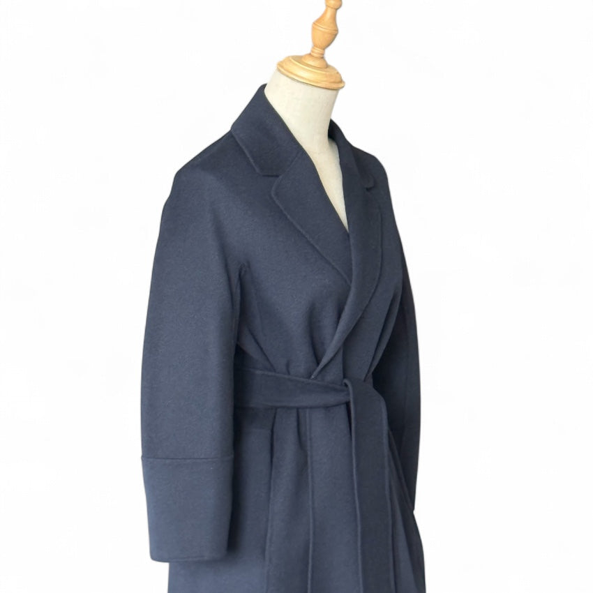 S MaxMara Navy Blue Wool Coat