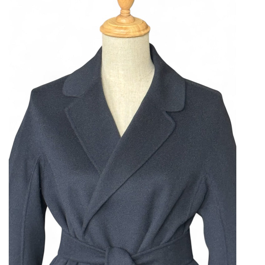 S MaxMara Navy Blue Wool Coat