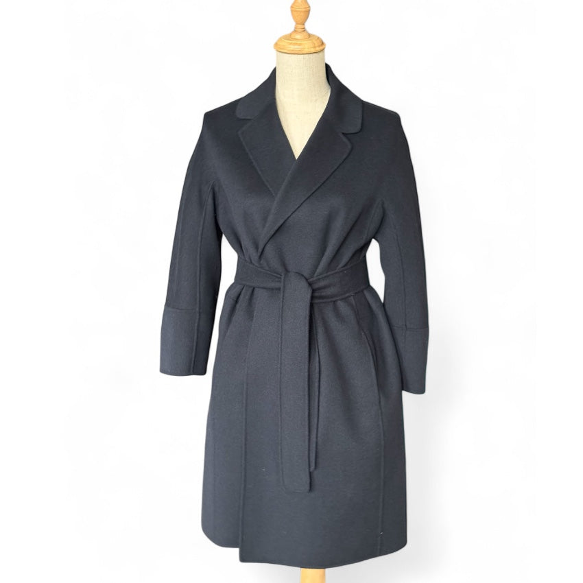 S MaxMara Navy Blue Wool Coat