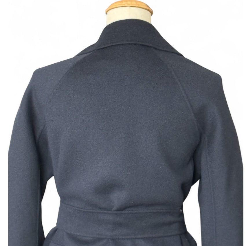 S MaxMara Navy Blue Wool Coat