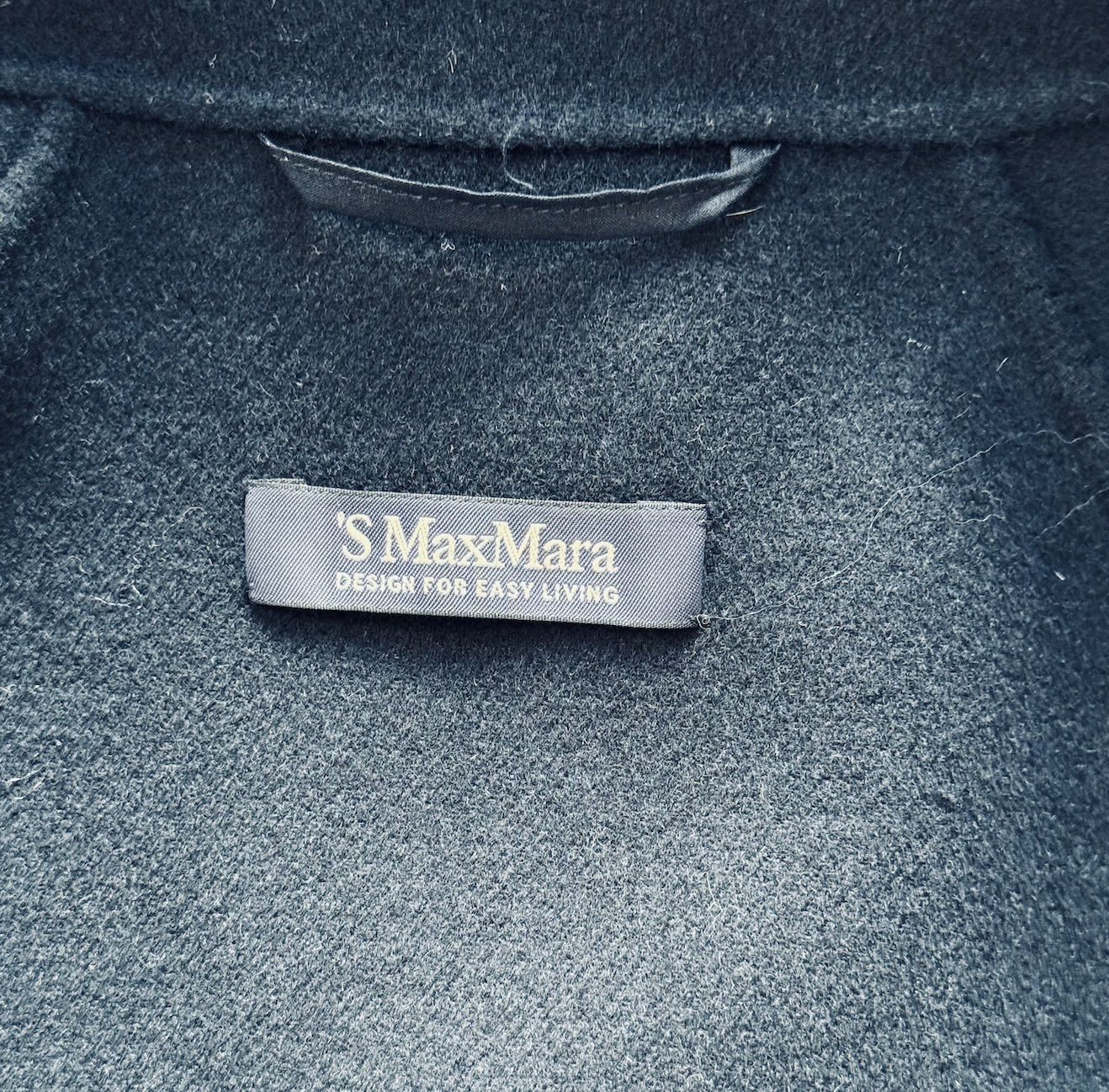 S MaxMara Navy Blue Wool Coat