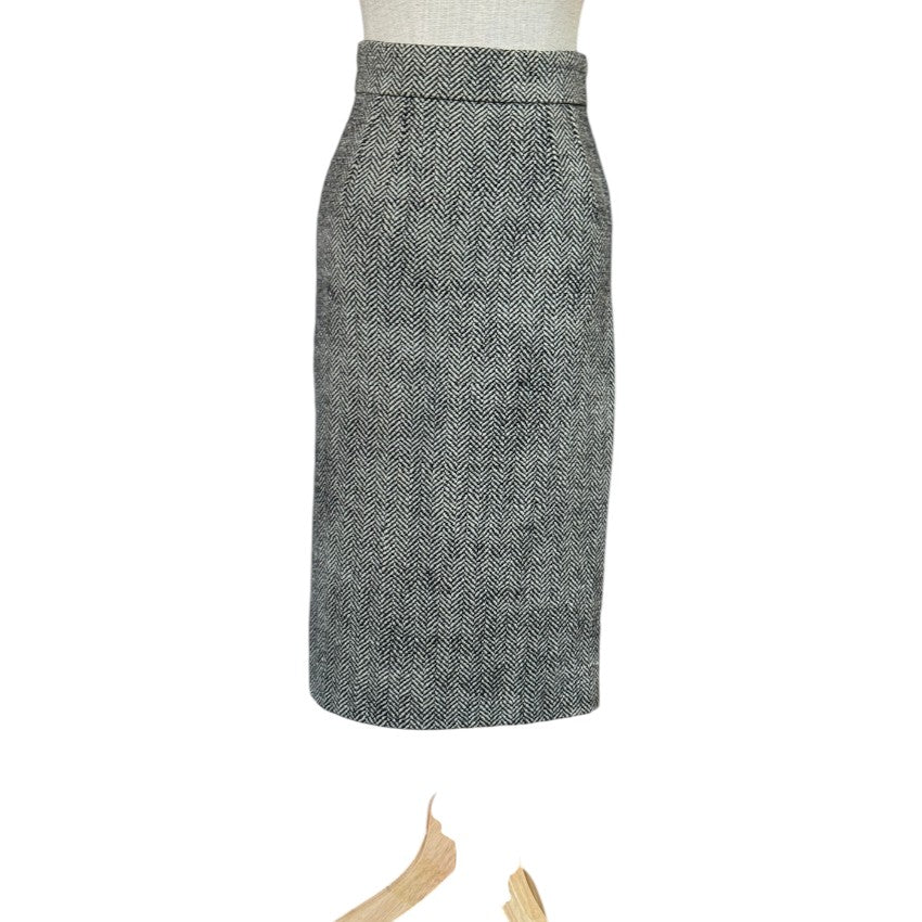 Dolce & Gabbana Herringbone Wool Midi Skirt