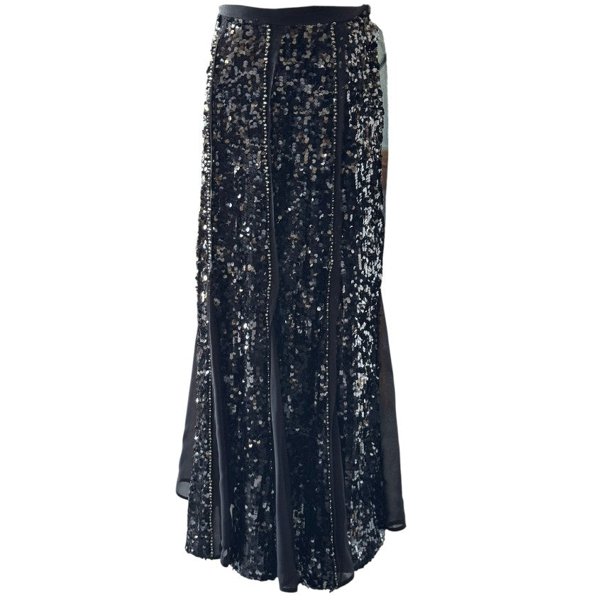 Erdem Black Silk Sequin Carina Skirt