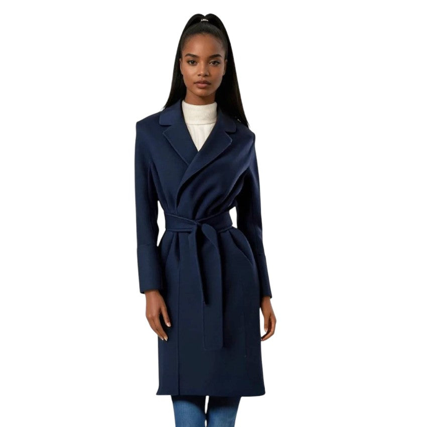 S MaxMara Navy Blue Wool Coat