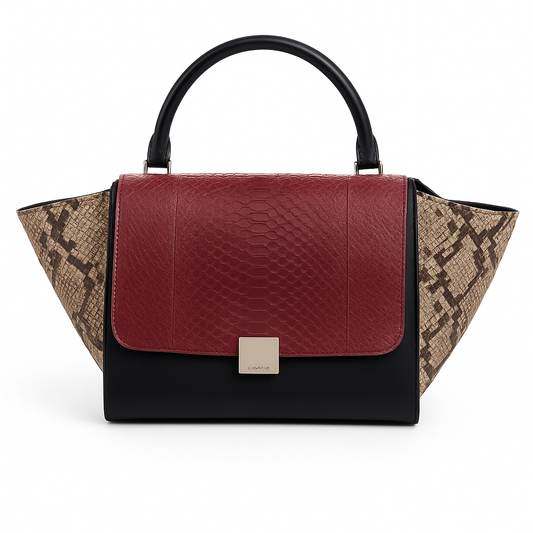Celine Python & Leather Tricolour Trapeze Bag