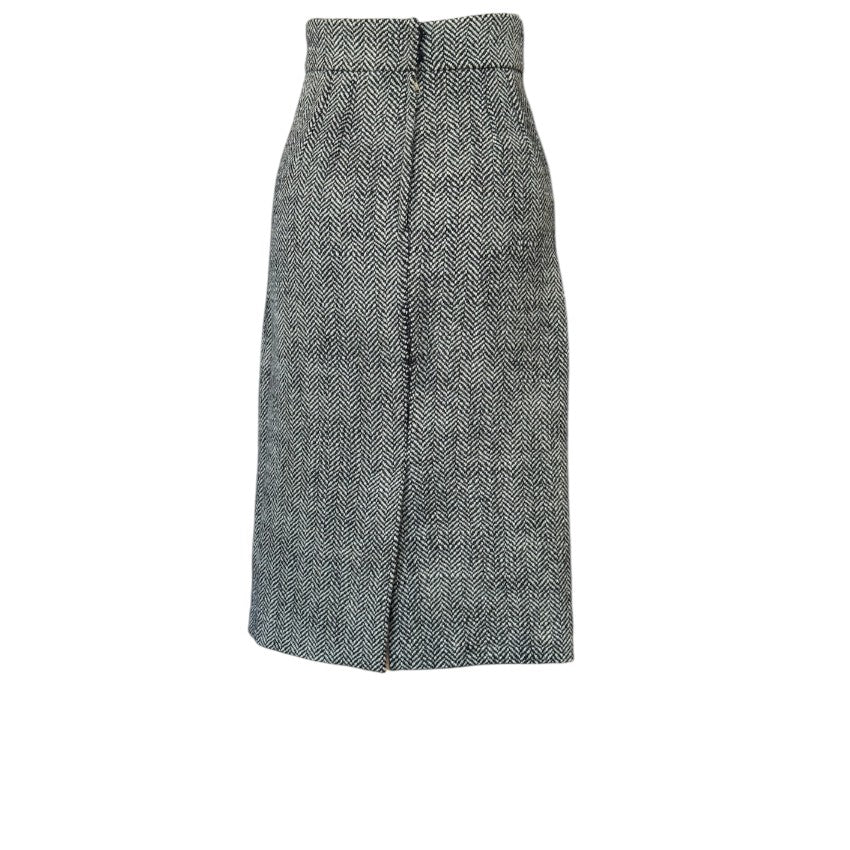Dolce & Gabbana Herringbone Wool Midi Skirt