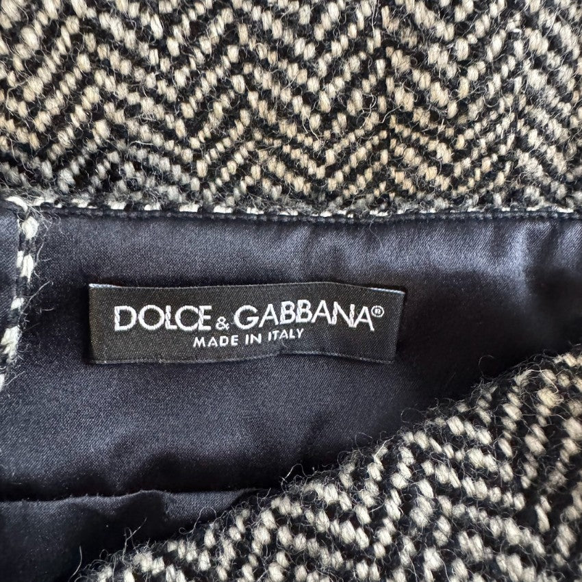 Dolce & Gabbana Herringbone Wool Midi Skirt