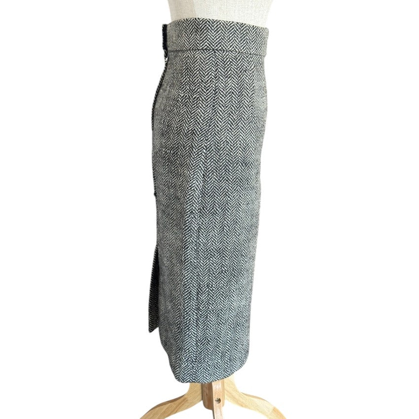Dolce & Gabbana Herringbone Wool Midi Skirt