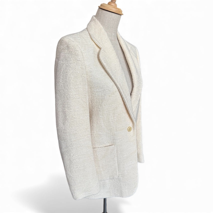 Sandro Cream Cotton Oversized Blazer