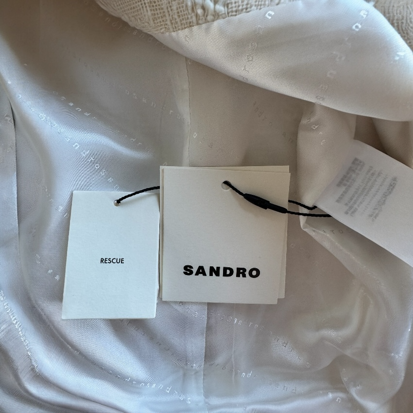 Sandro Cream Cotton Oversized Blazer