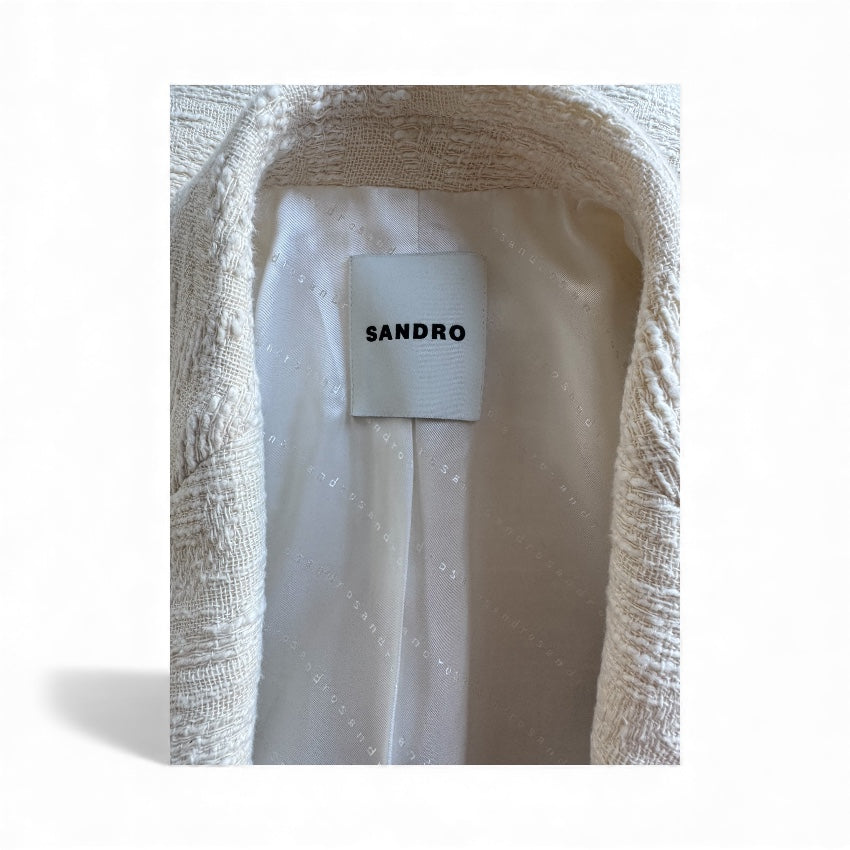 Sandro Cream Cotton Oversized Blazer