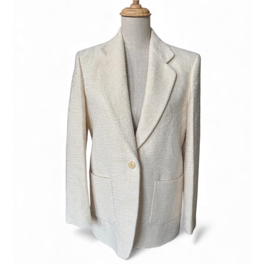 Sandro Cream Cotton Oversized Blazer